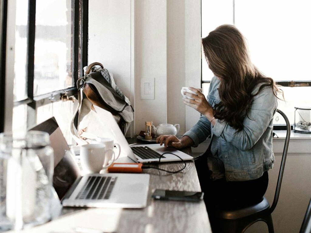 Student studying and doing homework for a college class